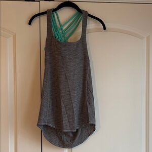 Gray Sleeveless Top with Teal Straps